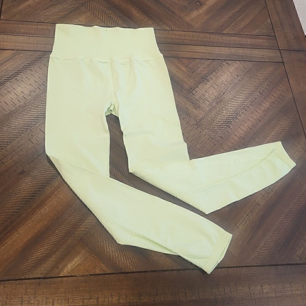 Free People Good Karma 7/8 Leggings M/L Green/Yellow